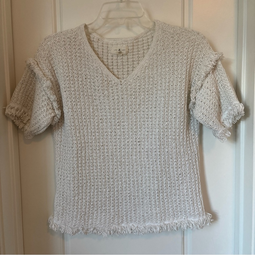 Lou & Grey White Open-Knit Sweater